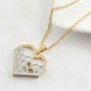 Gold & Silver Honeycomb Heart Necklace
