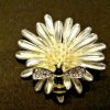 Crystal Winged Bee on Enamel Flower Brooch