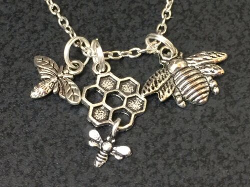 Vintage Tibetan Silver Honeycomb Bee Necklace