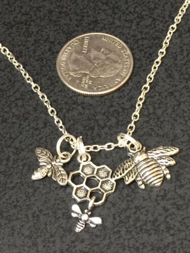 Vintage Tibetan Silver Honeycomb Bee Necklace
