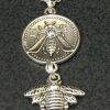 Vintage Tibetan Silver Bee Coin Charm Necklace
