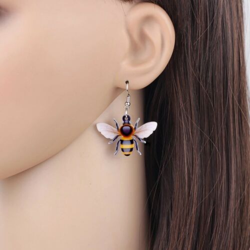 Acrylic Honey Bee Earrings for Women