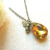 Rustic Bumble Bee Pendant Necklace