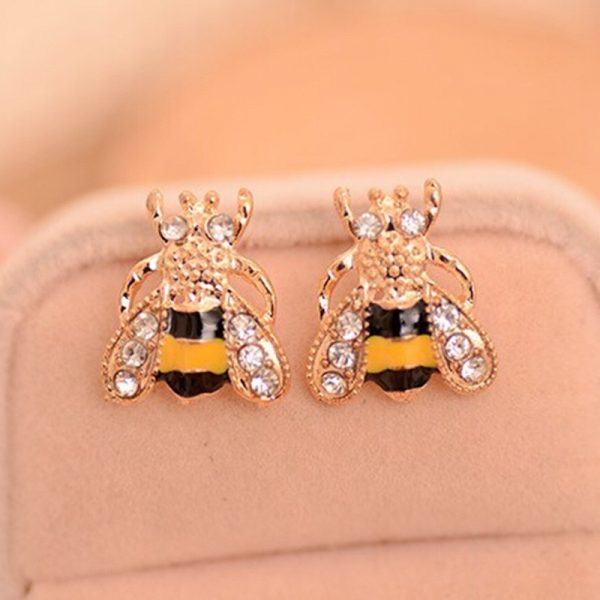 Crystal Bee Stud Earrings for Women