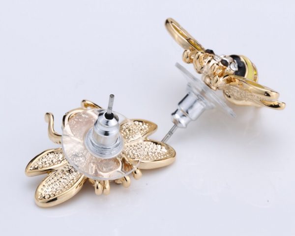 Austrian Crystal Enamel Bee Stud Earrings