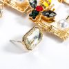 Floral Rhinestone Crystal Bee Dangle Earrings