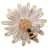Daisy Flower Enamel Bee Brooch