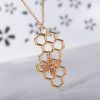 Gold & Silver Honeycomb Necklace with Bee Charm