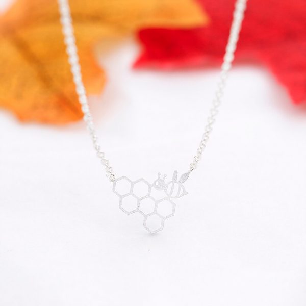 Geometric Bee Honeycomb Necklace