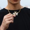Crystal Hip Hop Bee Pendant Necklace
