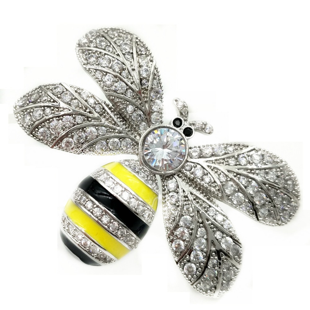 Enameled Crystal Bee Brooch for Women - BeeKeepShop